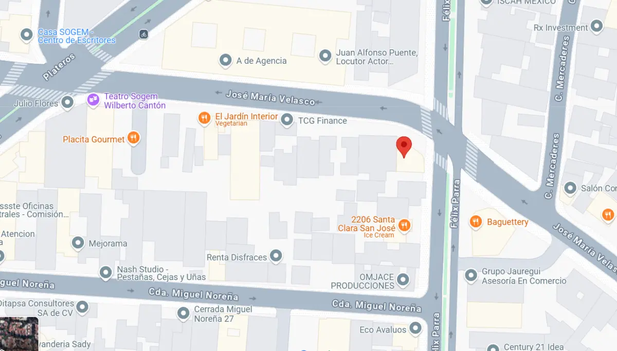 Mapa de ubicación del consultorio en San José Insurgentes, CDMX